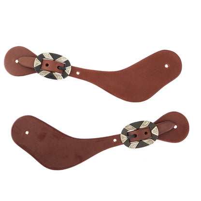 Mens oiled dove wing spur straps by Mayatex, leather with oval silver bar buckles on Tampa Home & Garden Store