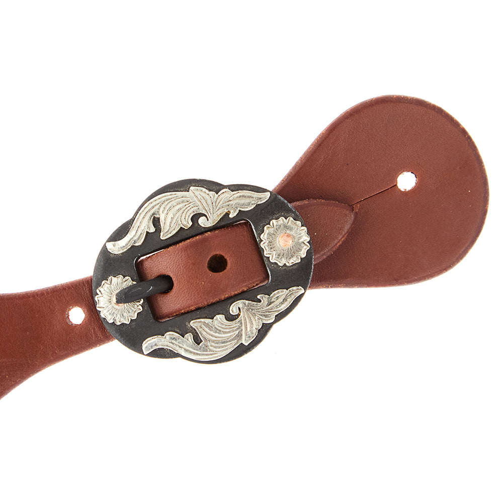 Ladies youth spur straps in oiled dove wing color with double flower buckles by Mayatex on Tampa Home & Garden Store