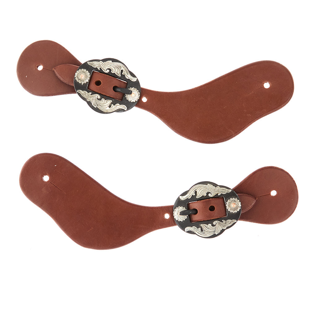 Spur strap pair by Mayatex, ladies youth oiled dove leather with double flower buckles on Tampa Home & Garden Store