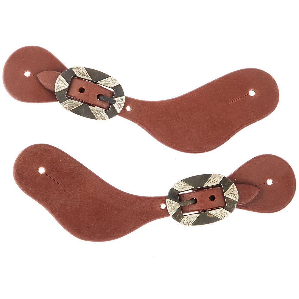 WD-LYDWSSO-20 Ladies Youth Spur Straps in oiled dove with oval silver bar buckles, Mayatex pair on Tampa Home & Garden Store