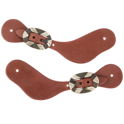 WD-LYDWSSO-20 Ladies Youth Spur Straps in oiled dove with oval silver bar buckles, Mayatex pair on Tampa Home & Garden Store