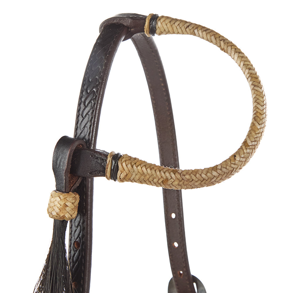 WD-NRSEH Natural Rawhide Single Ear Headstall with braided tan rawhide loop by Mayatex on Tampa Home & Garden Store