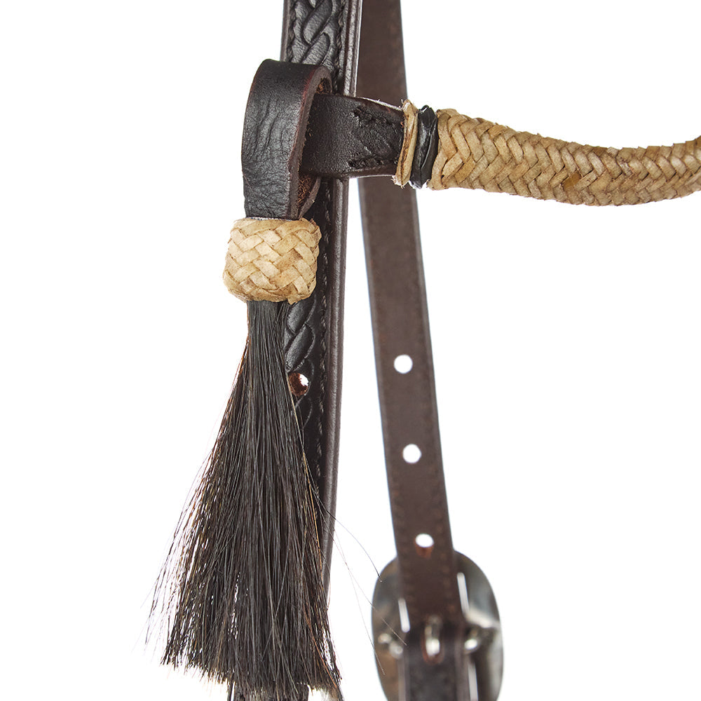WD-NRSEH Mayatex Natural Rawhide Single Ear Headstall, braided tan with leather accents on Tampa Home & Garden Store