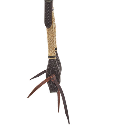 Natural rawhide single ear headstall with braided tan rope and black leather accents Mayatex on Tampa Home & Garden Store
