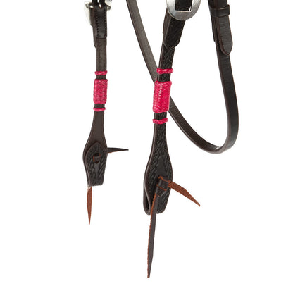 Mayatex WD-RRSBH-P hot pink rawhide rope tooled browband headstall on Tampa Home & Garden Store
