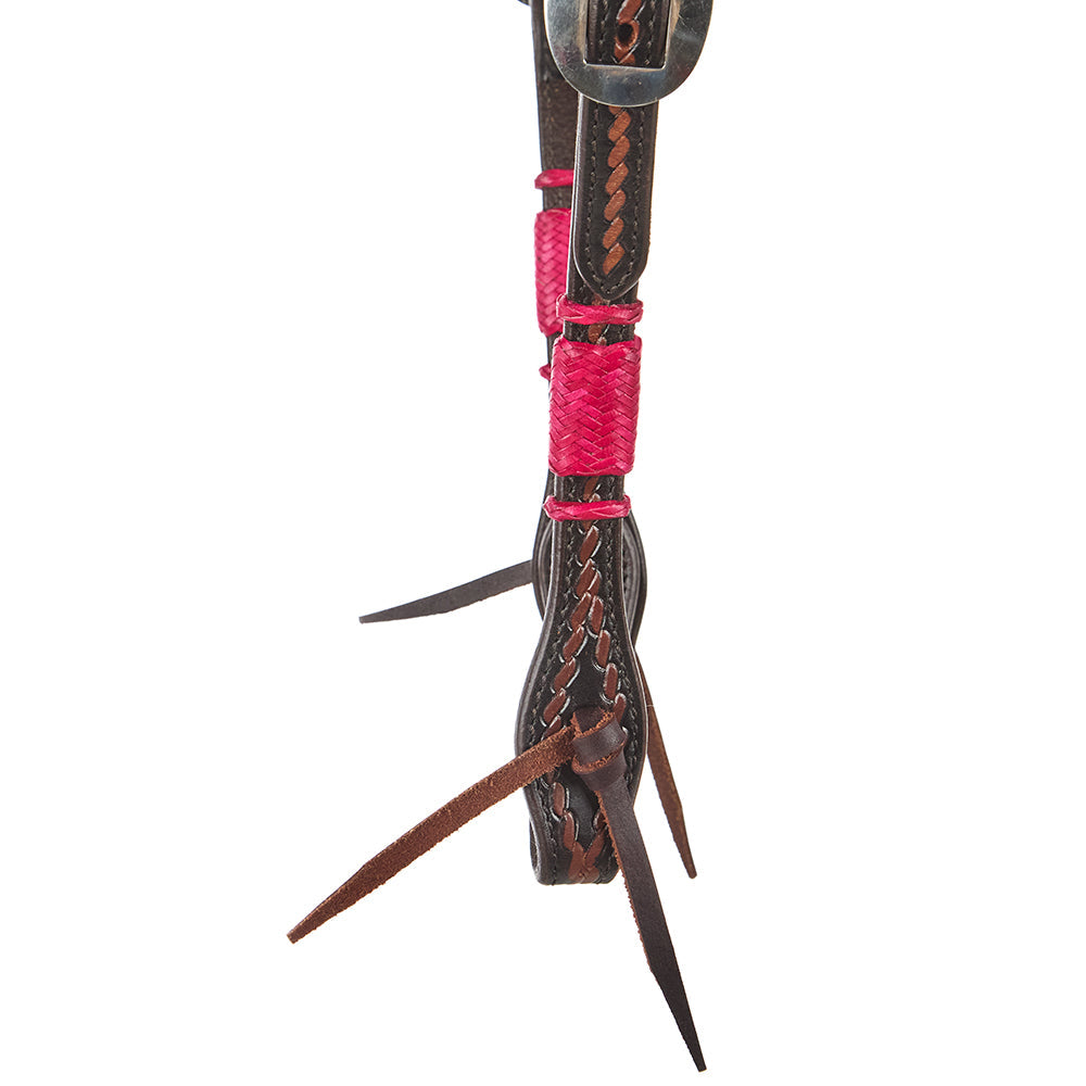Mayatex hot pink rawhide rope tooled single ear headstall for western tack on Tampa Home & Garden Store