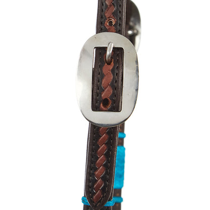 WD-RRSEH-T Turquoise Rawhide Rope Tooled Single Ear Headstall by Mayatex on Tampa Home & Garden Store