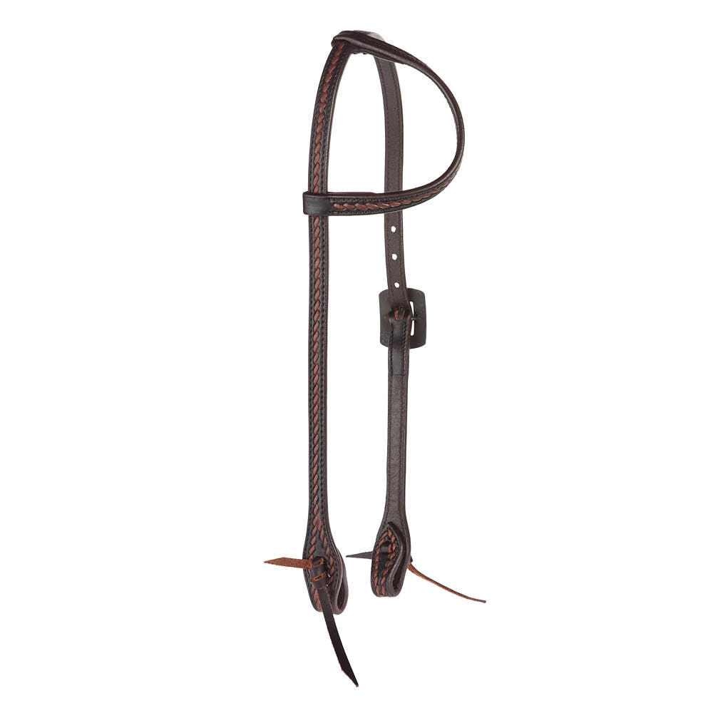 Single-ear Mayatex heavy-oiled rope tooling with silver bar buckles 5/8 in brown leather on Tampa Home & Garden Store