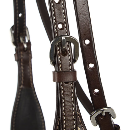 WD-SBH11 Natural Rawhide Browband Headstall with scalloped brown leather and white stitching on Tampa Home & Garden Store