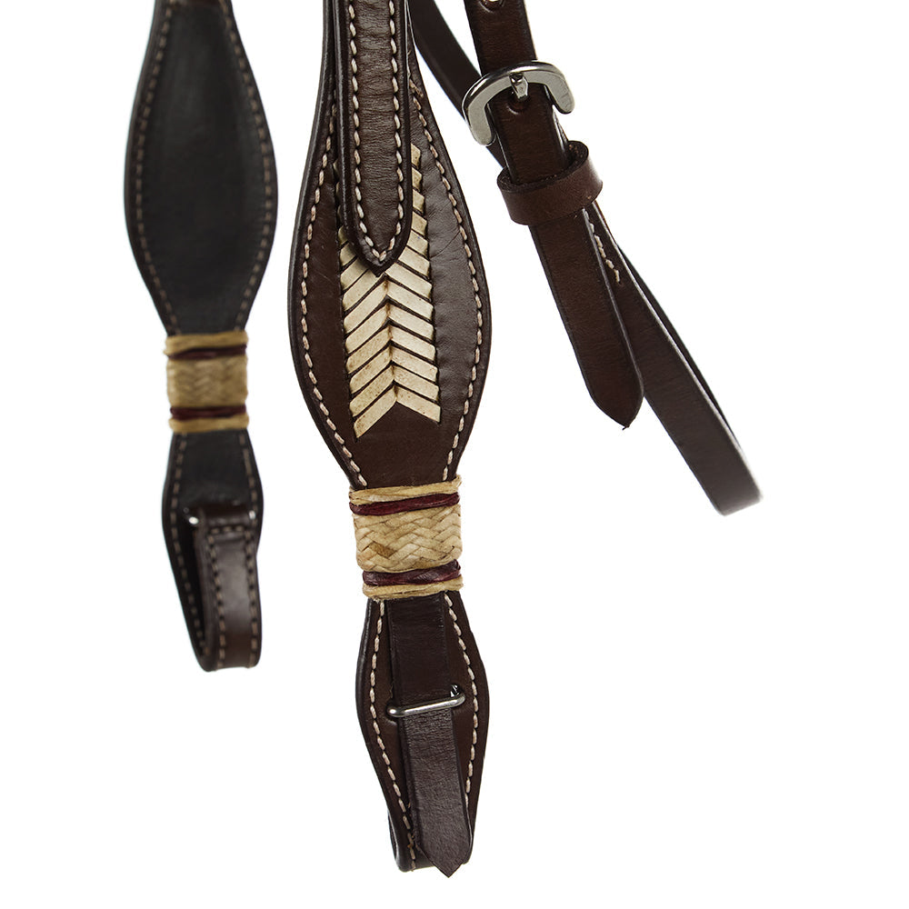 WD-SBH11 Mayatex Natural Rawhide Scalloped Quick Change Browband Headstall, brown on Tampa Home & Garden Store