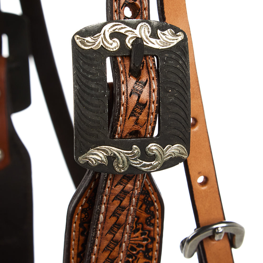 Mayatex WD-SBH3 browband headstall rust embossed beadwork with silver-scroll buckle on Tampa Home & Garden Store