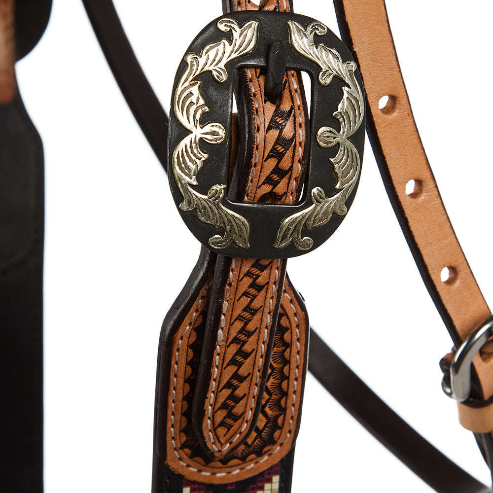 WD-SBH4 Burgundy Cream embossed beadwork browband headstall Mayatex on Tampa Home & Garden Store