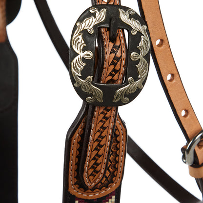 WD-SBH4 Burgundy Cream embossed beadwork browband headstall Mayatex on Tampa Home & Garden Store