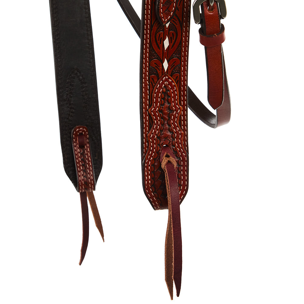 WD-SBH5 Buckstitch Ranger Browband Headstall red leather with white stitching Mayatex tack on Tampa Home & Garden Store
