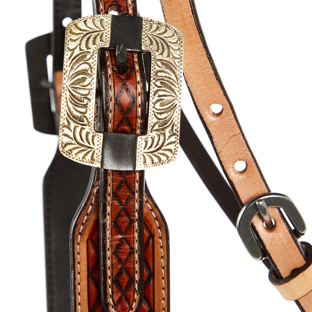 WD-SBH9 Chestnut Diamond Tooling Ranger Browband Headstall Mayatex ornate brass buckle on Tampa Home & Garden Store
