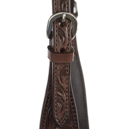 Mayatex WD-SEH3 Chocolate Floral Single Ear Headstall brown tooled leather with silver buckle on Tampa Home & Garden Store