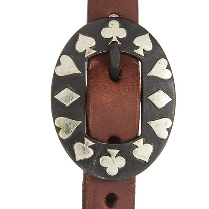 Mayatex WD-SEHO-16 heavy oil harness leather single-ear headstall with silver card-suit concho on Tampa Home & Garden Store