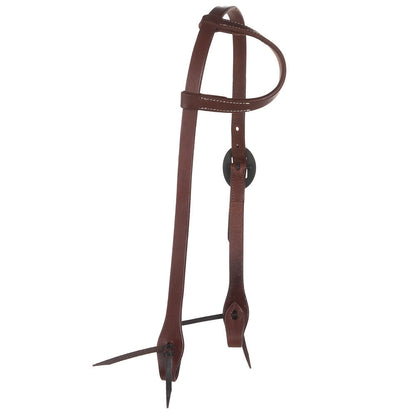 Headstall Mayatex WD-SEHO-16 brown heavy oil harness leather single-ear with buckle on Tampa Home & Garden Store