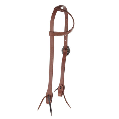 WD-SEHO-18 heavy oil harness leather single-ear headstall with double flower buckle Mayatex on Tampa Home & Garden Store