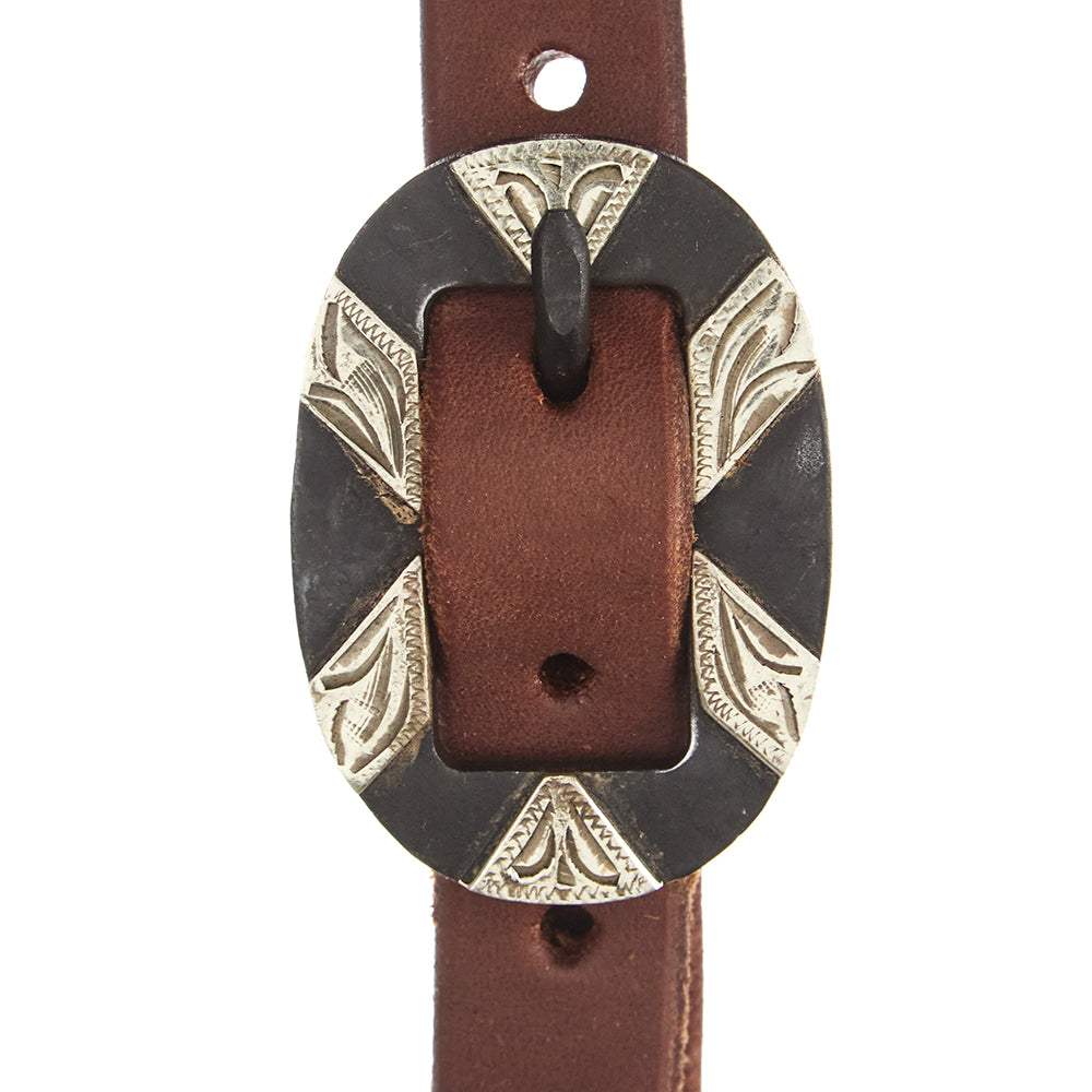 Mayatex WD-SEHO-20 heavy oil harness leather oval silver bar buckle single-ear headstall on Tampa Home & Garden Store