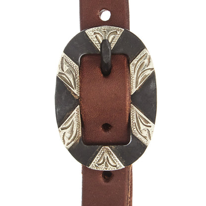 Mayatex WD-SEHO-20 heavy oil harness leather oval silver bar buckle single-ear headstall on Tampa Home & Garden Store