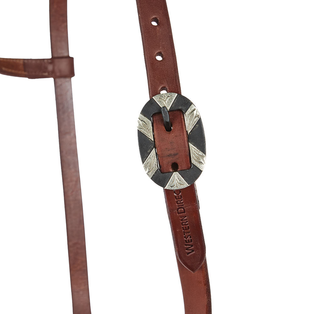 Mayatex WD-SEHO-20 heavy oil harness leather single-ear headstall with oval silver bar buckle on Tampa Home & Garden Store