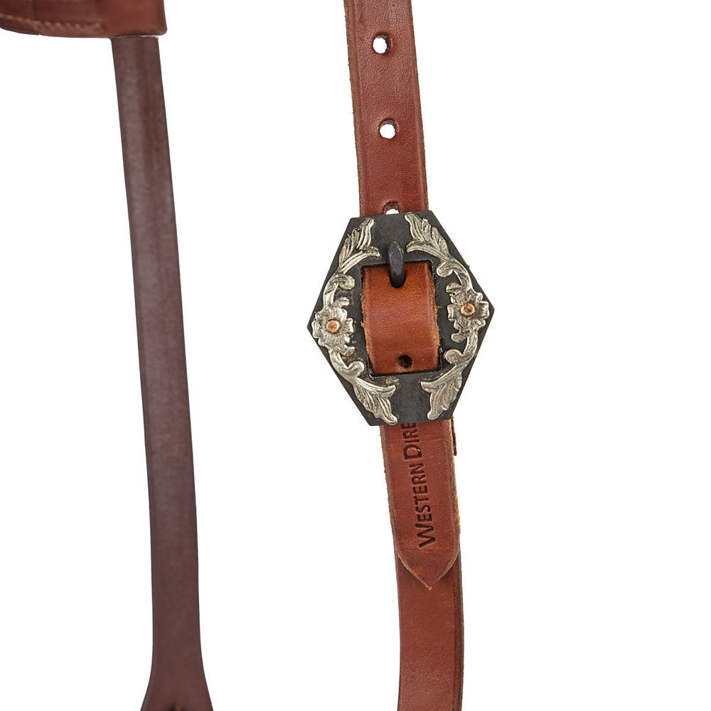 WD-SEHO-27 Heavy Oil Harness Leather Floral Diamond Single Buckle Single Ear Headstall Mayatex tack & supplies on Tampa Home & Garden Store