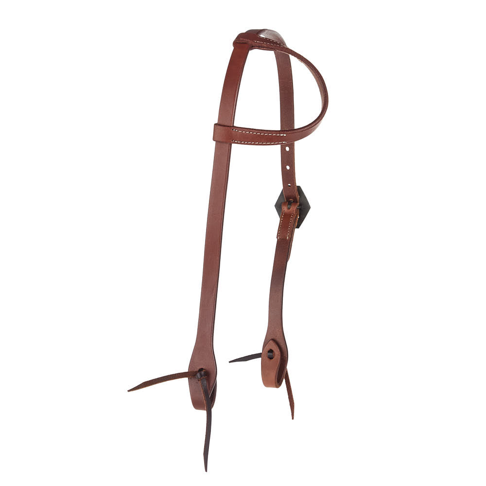 WD-SEHO-27 Heavy Oil Harness Leather Floral Diamond Single Buckle Ear Headstall Mayatex brown on Tampa Home & Garden Store