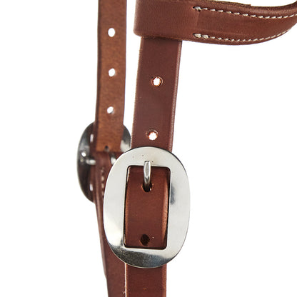 Headstall Mayatex heavy oiled 3 4 harness leather double buckle single ear brown on Tampa Home & Garden Store