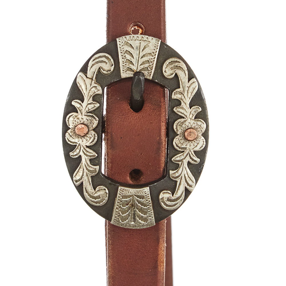 Headstall Mayatex harness leather oval floral concho with single buckle slit ear on Tampa Home & Garden Store