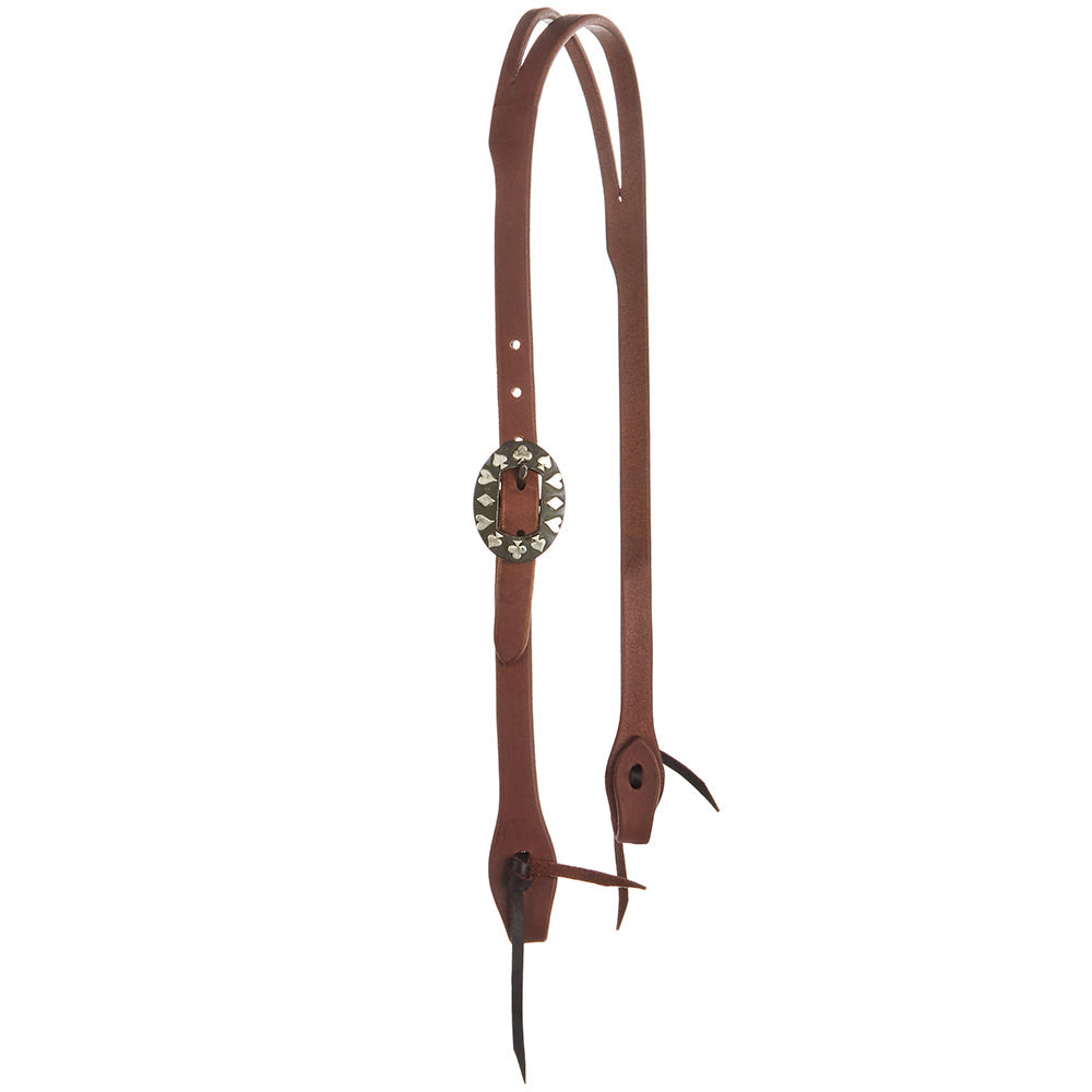 Headstall Mayatex heavy oil harness leather with slit ear, single buckle, studded concho on Tampa Home & Garden Store
