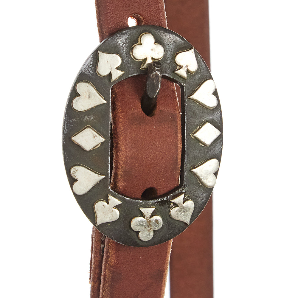 Heavy oil harness leather card suite slit-ear headstall with oval concho on Tampa Home & Garden Store