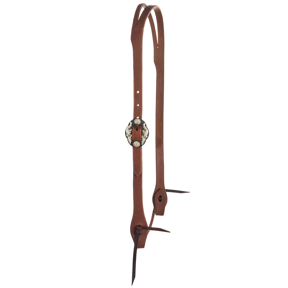 Headstall Mayatex WD-SLEHO-18 heavy oil harness leather with double flower buckle slit ear on Tampa Home & Garden Store