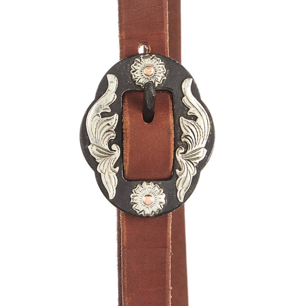 Headstall WD-SLEHO-18 oil harness leather with black round buckle and floral accents Mayatex on Tampa Home & Garden Store