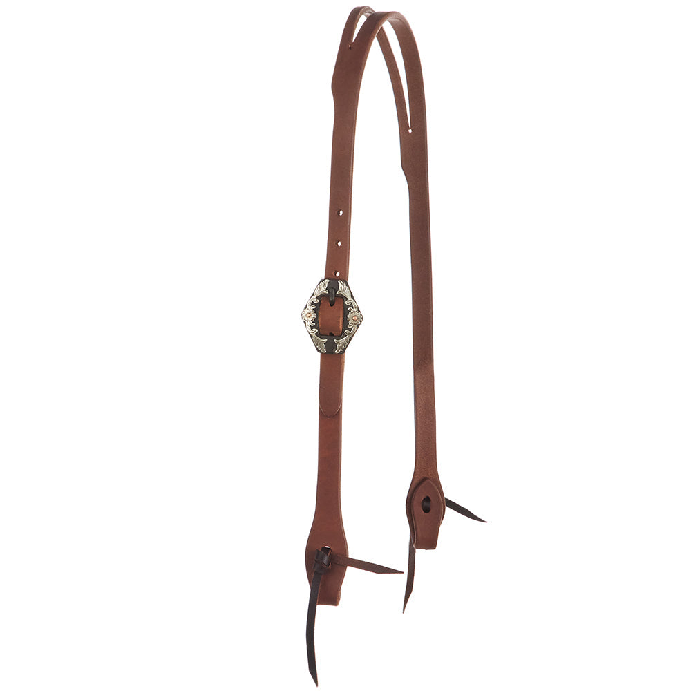 Headstall Mayatex heavy oil harness leather with diamond floral buckle slit-ear design on Tampa Home & Garden Store