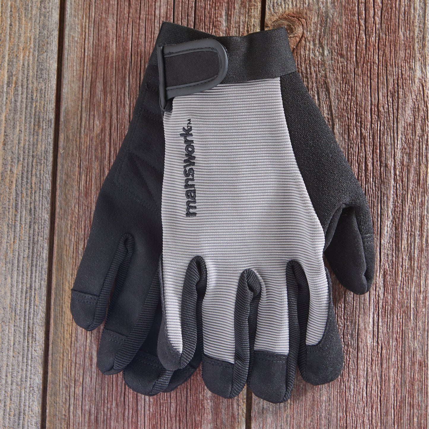 Manswork Performance Gloves black with gray knit cuff and adjustable Velcro strap on Tampa Home & Garden Store