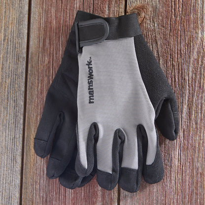 Manswork Performance Gloves black with gray knit cuff and adjustable Velcro strap on Tampa Home & Garden Store