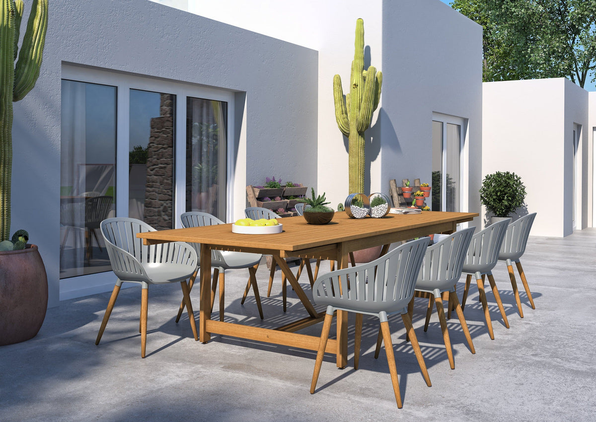 Leyland Table and Nassau Grey Armchairs dining set with wooden legs LifestyleGarden US on Tampa Home & Garden Store