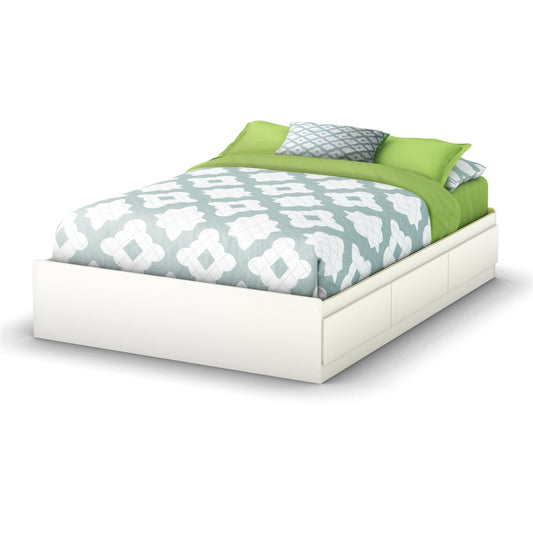 Full size Contemporary Platform Bed with 3 Storage Drawers in White - Tampa Home & Garden Store