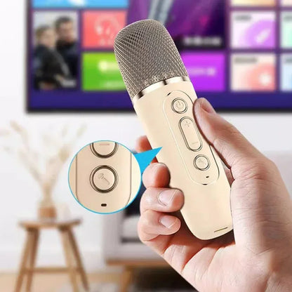 Bluetooth Karaoke Machine for Kids & Family with Wireless Mics LED Lights