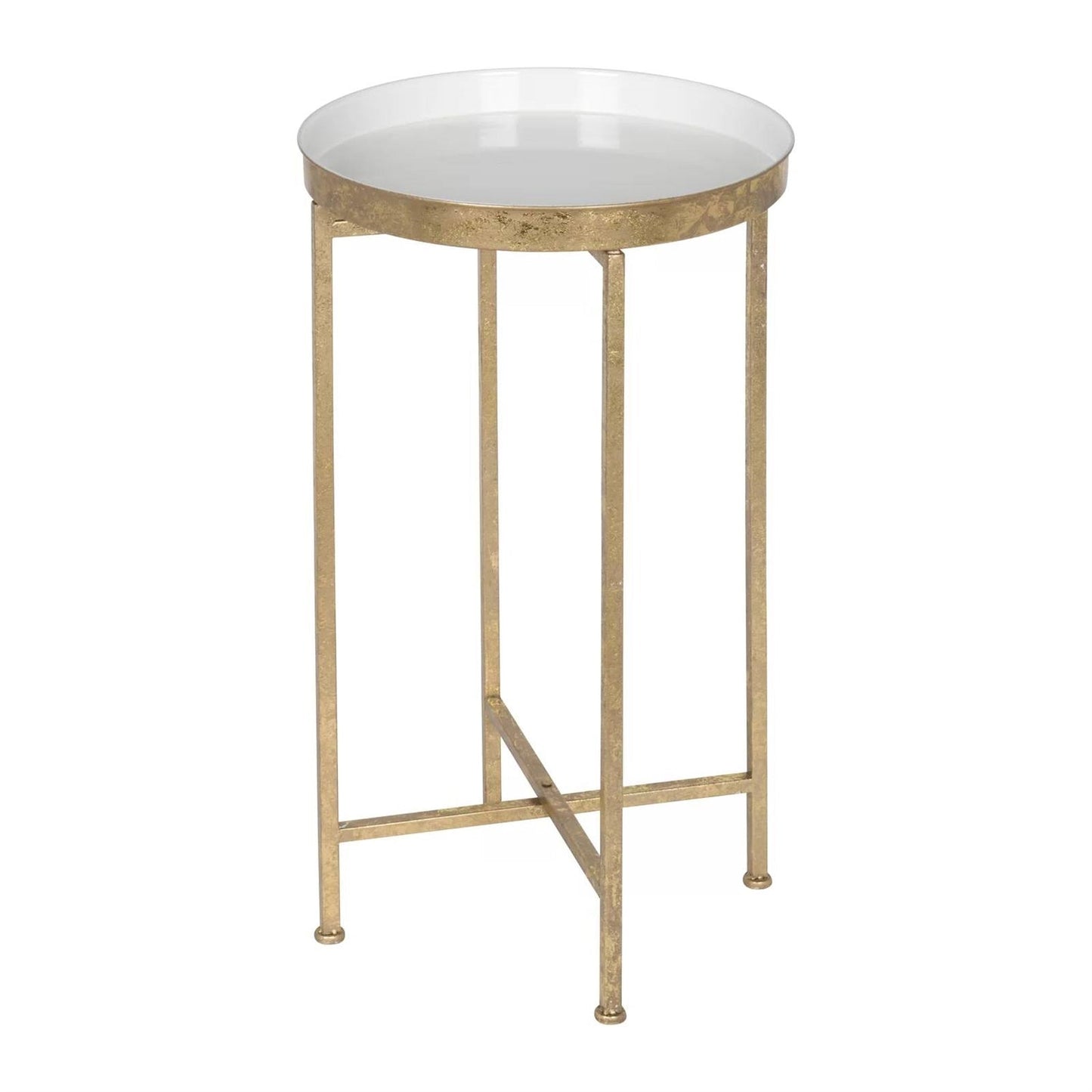 Gold Metal Round Nightstand and a Removable Tray