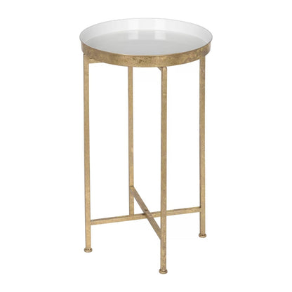 Gold Metal Round Nightstand and a Removable Tray