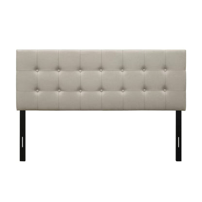 Cabecero capitoné doble en tela tapizada gris topo beige claro