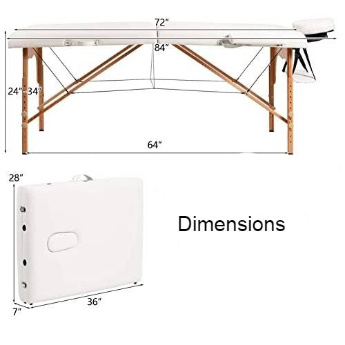 White Adjustable Portable Massage Folding Table - Tampa Home & Garden Store