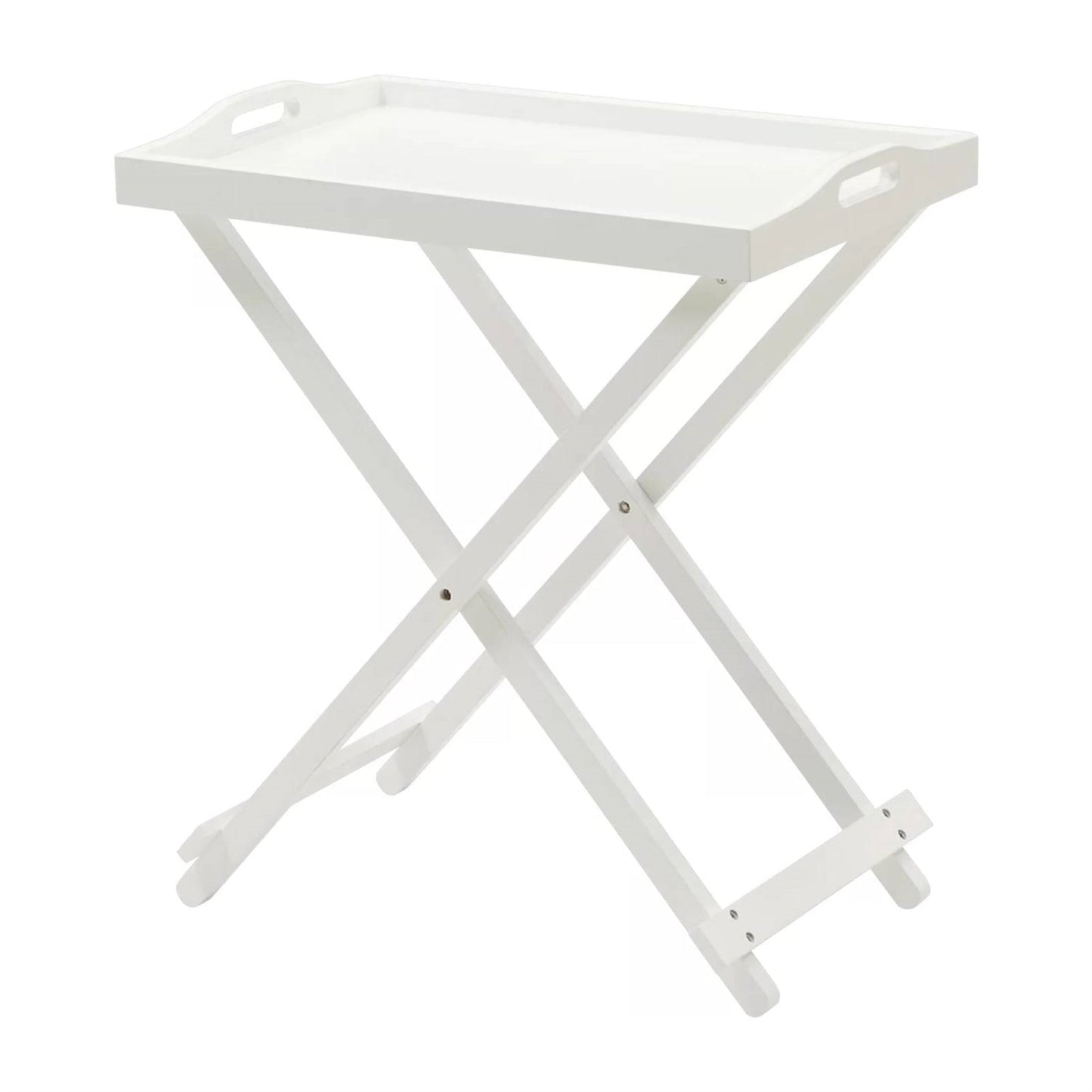 Mesa Auxiliar Plegable de TV para Cama en Acabado de Madera Blanca