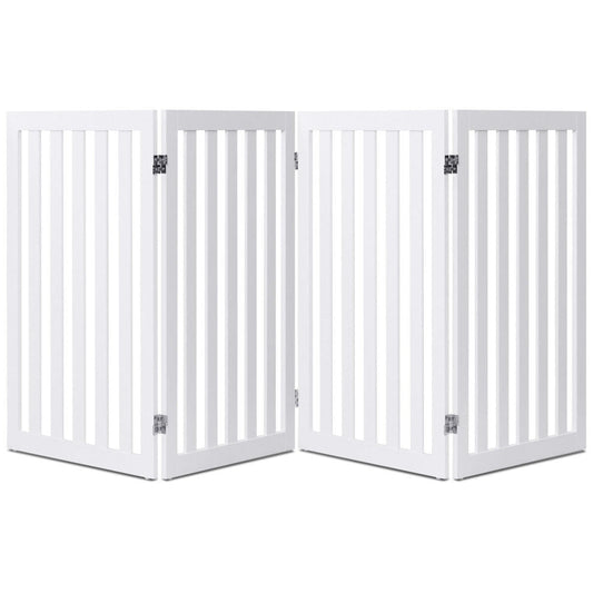 Folding 4-Panel Dog Gate Pet Fence in White Wood Finish - Tampa Home & Garden Store