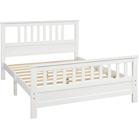White Pine Wood Slatted Platform Headboard Footboard Full Size Bed - Tampa Home & Garden Store