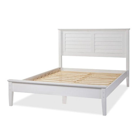 Contemporary White Solid Pine Platform Bed in Queen Size - Tampa Home & Garden Store