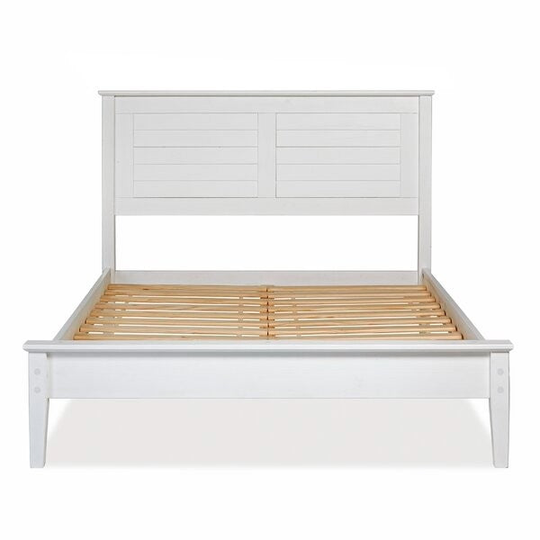 Cama de plataforma contemporánea blanca de pino macizo tamaño Queen
