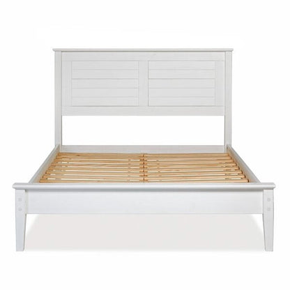 Cama de plataforma contemporánea blanca de pino macizo tamaño Queen